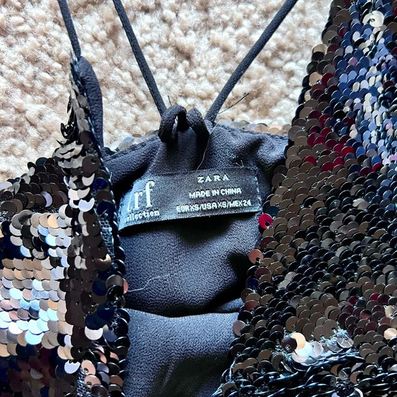 Zara sequined top black size XS NWOT - Picture 5 of 5